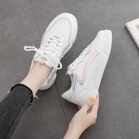 Summer and Autumn New White Women's Shoes Female Flat-Bottomed Student Running Casual Shoes Female Board Shoes