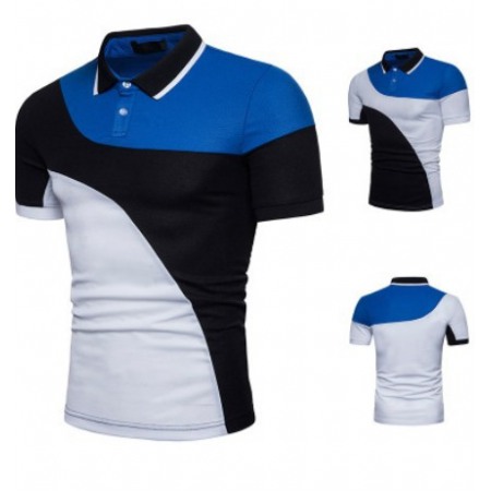 New Trend Men's Color Matching Short-Sleeved T-Shirt Mens All-Match Polo Shirt